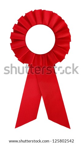 Award rosette prize with red ribbon blank