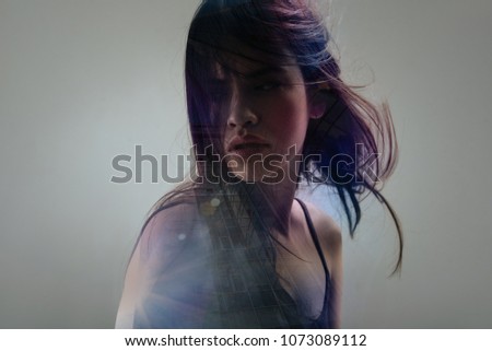 Similar – Image, Stock Photo sad girl looking down