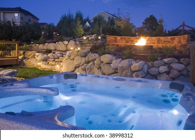 Awesome Backyard With Hot Tub And Fire Pit