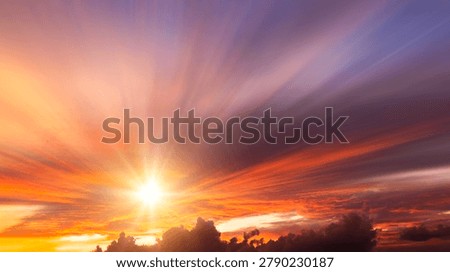 Awesome sunset and soft pink clouds of pastel tones. 