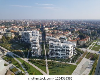 Awesome View Of Milan From The Sky. City Life District In The Foreground