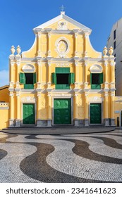 Awesome view of Saint Dominic's Church in the Historic Centre of Macao on sunny day. Macau is a popular tourist destination of Asia and leading casino market of the world.