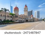 Awesome view of the Sultan Abdul Samad Building and Jalan Raja in Kuala Lumpur, Malaysia. Amazing cityscape. Kuala Lumpur is a popular tourist destination of Asia.