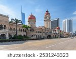 Awesome view of the Sultan Abdul Samad Building and Jalan Raja in Kuala Lumpur, Malaysia. Amazing cityscape. Kuala Lumpur is a popular tourist destination of Asia.