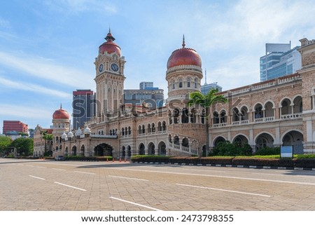 Awesome view of the Sultan Abdul Samad Building and Jalan Raja in Kuala Lumpur, Malaysia. Amazing cityscape. Kuala Lumpur is a popular tourist destination of Asia.