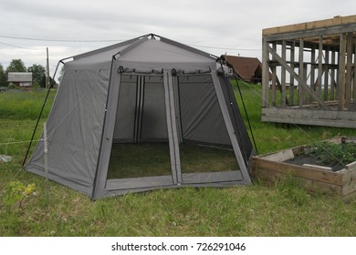 Awning, Tent With Mosquito Net To Stay In The Country