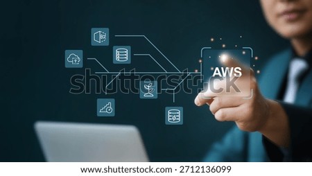 AWS cloud illustration showing data storage, compute resources, security layers and scalable architecture elements that highlight how Amazon Web Services supports modern digital solutions.