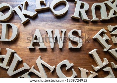 AWS wooden blocks , Cloud computing services