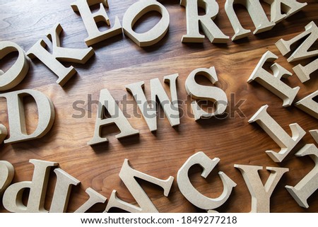 AWS wooden blocks , Cloud computing services