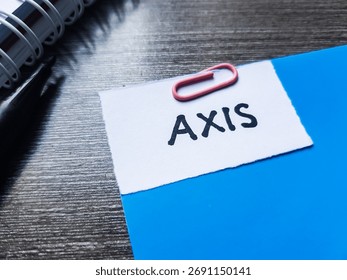Axis writting on table background.