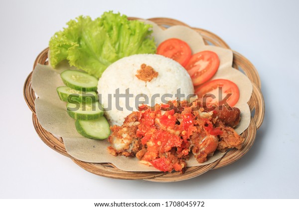 Ayam Geprek Sambal Bawang Popular Dish Stock Photo Edit Now 1708045972