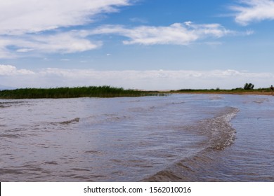 Aydarkul Lake In The Kyzyl Kum Desert,beautiful Lakeview, Uzbekistan 