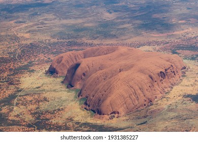 Ayers Rock, Australia - March 08 2021: Beautiful Aerial View Of Uluru On A Sunny Day, Ayers Rock, Australia