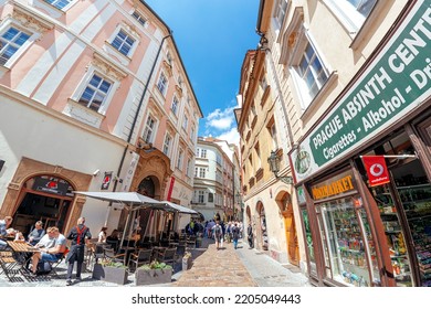 Ayia Napa, Cyprus - May 21, 2017: Busy Street With Cafe And Restaurants At Prague Old Town