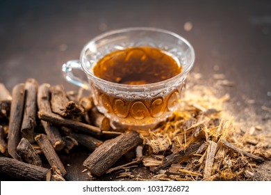  Ayurvedic Herb Liquorice Root,Licorice Root, Mulethi Or Glycyrrhiza Glabra Root And Its Powder With Its Tea For Detoxifying The Body, Soothing Spasms, Easing Menstrual Cramps, Raising Blood Pressure.