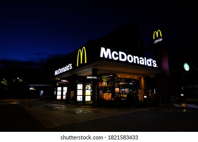 Ayutthaya, Thailand 25/09/2020: McDonald's At Night