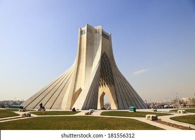 azadi tower in tehran Iran with blue sky background