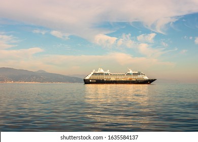 Azamara Cruise Ship Anchored In The Port Of Portofino Along Amalfi Coast, Cinque Terre In Italy 2020