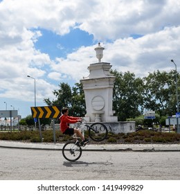 Azeitao, Lisbon, Portugal - June 7, 2019: Monument On Roundabout In Front Of Bacalhoa Vineyard At Azeitao In The Setubal Region, Portugal Famous For Its Moscatel Wine