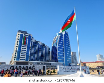 Azerbaijan Flag - Baku, Azerbaijan, 04-16-2021