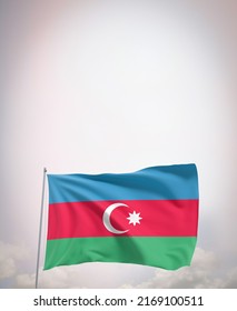 Azerbaijan Flag.Azerbaijan flag in the sky.
copy space.Vertical panoramic banner