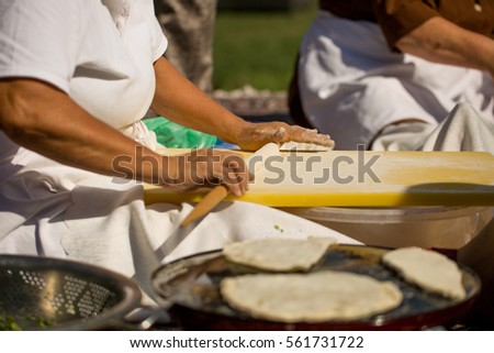 Azerbaijan national cuisine - kutabs in making