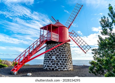 Azores, the Island of Pico, beautiful restored windmill in the location of Sao Joao