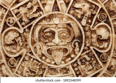 Aztec Sun Stone Close Up Background Modern High Quality Print