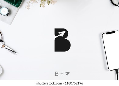 B And Paper Plane Logo