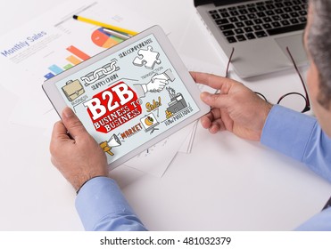B2B Concept on Tablet PC Screen