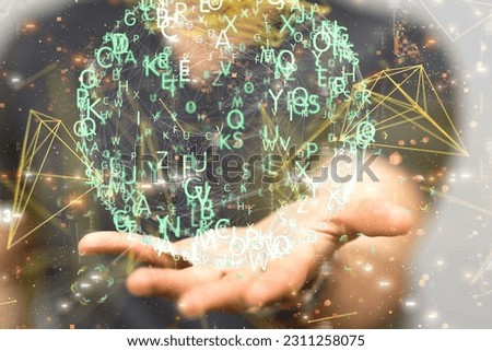 BA 3D rendering of business intelligence analyst dashboard floating on a person's hand