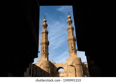  Bab Zuweila is one of three remaining gates in the walls of the Old City of Cairo, the capital of Egypt.                      