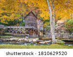 Babcock State Park, West Virginia, USA at Glade Creek Grist Mill during autumn season. 