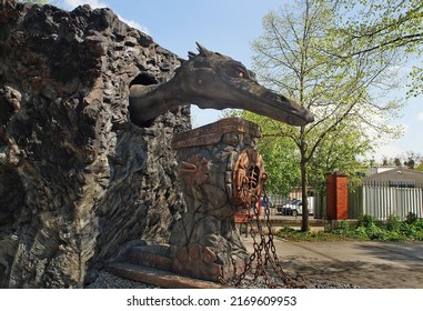                  Babelsberg Potsdam Germany - april 29 2022     movie studio props for film set  dragon in a cave                  