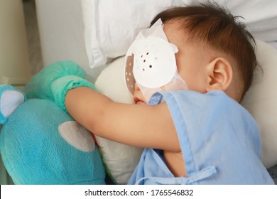 Babies undergoing eye surgery,After surgery is must wear eye protection.