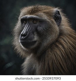 Baboon is a primate known for its intelligence, social behavior, and distinctive features like a dog-like face, powerful build, and long tail.  - Powered by Shutterstock