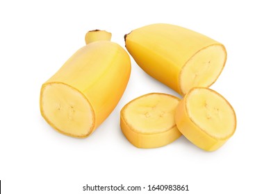 baby banana isolated on white background with clipping path and full depth of field