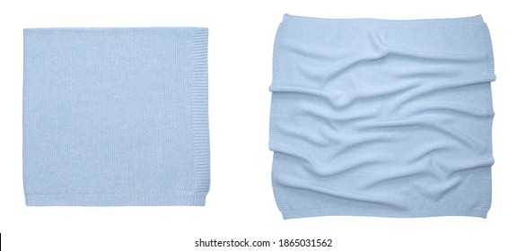 Baby blue blanket newborn isolated on white background. Top view - Shutterstock ID 1865031562