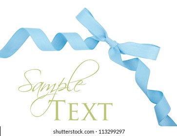 Baby Blue Grosgrain Ribbon And Bow Isolated On White.