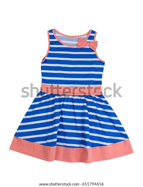 Baby blue striped dress. Isolate on white background