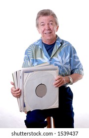 Baby Boomer With His Record Collection