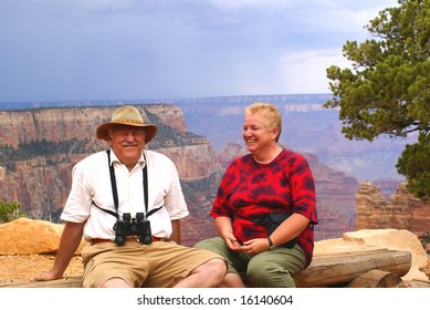 Baby Boomers Couple Having Fun In Grand Canyon