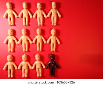 Baby Boomers Sociology Concept, Racial Diversity Population Made With Plastic Baby Dolls Figurines Concept.