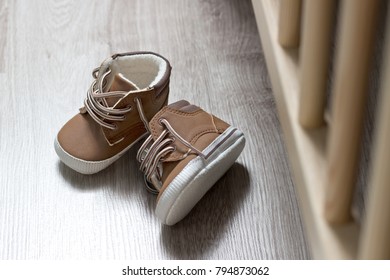 Baby Boots Shoes Next Baby Bed Stock Photo Edit Now