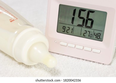 Baby Bottle And Digital Clock