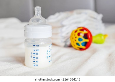 Baby Bottle Milk Diapers On White Stock Photo 2164384145 | Shutterstock