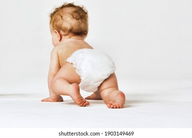 Baby boy crawling isolated on white background - Shutterstock ID 1903149469
