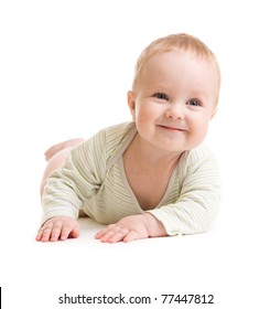 Baby Boy Isolated Lying  Smilingly