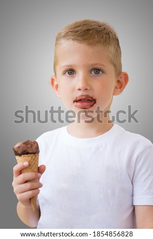 Similar – Image, Stock Photo Lovely boy eating an ice cream on the beach