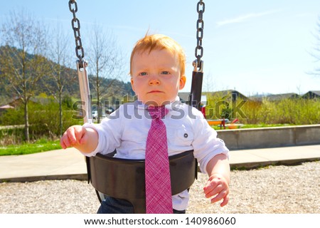 Baby Boy Plays On Swing Set Stock Photo Edit Now 140986060